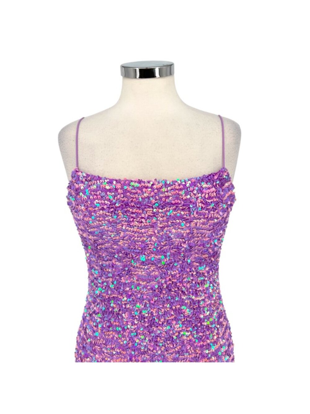 Thirty Thirty Lilac Irridescent Sequin Bodycon Mini Dress Size Medium - Picture 2 of 13